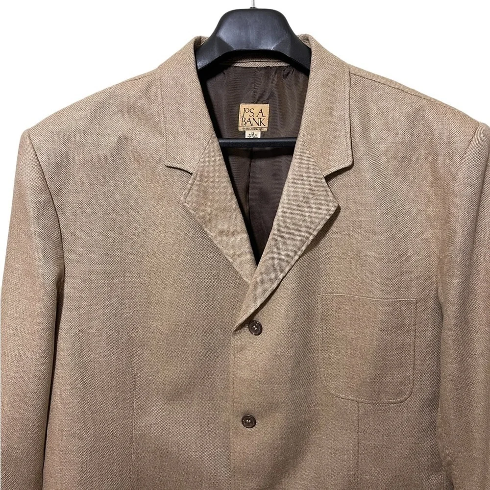 JOS. A. Bank Linen Silk Wool Blend Blazer XL Beige Excellent Condition‎